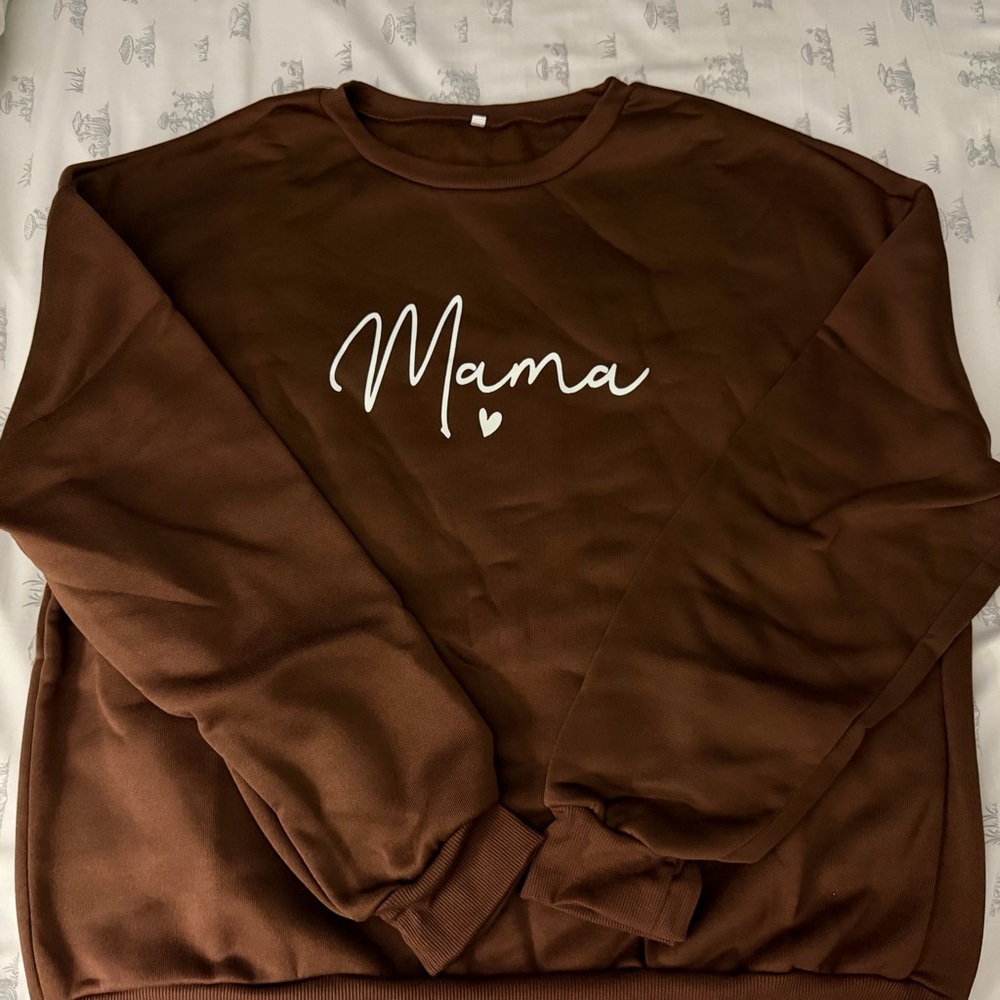 SHEIN Brown 'Mama' Crew Neck Sweater